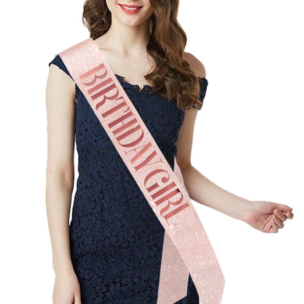 Birthday Girl Sash & Rhinestone Kit - Rose Gold Birthday Gifts Glitter view 3