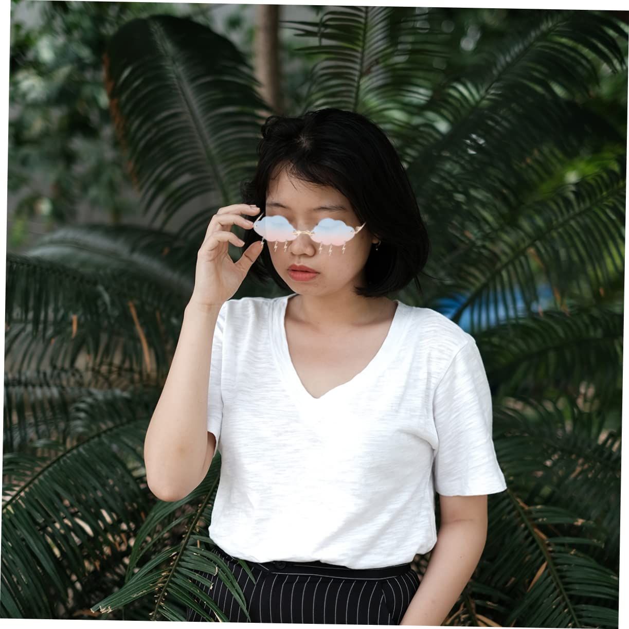 Cloud lightning Sunglasses for Women/Men Rimless Wave Glasses Eyewear for view 2