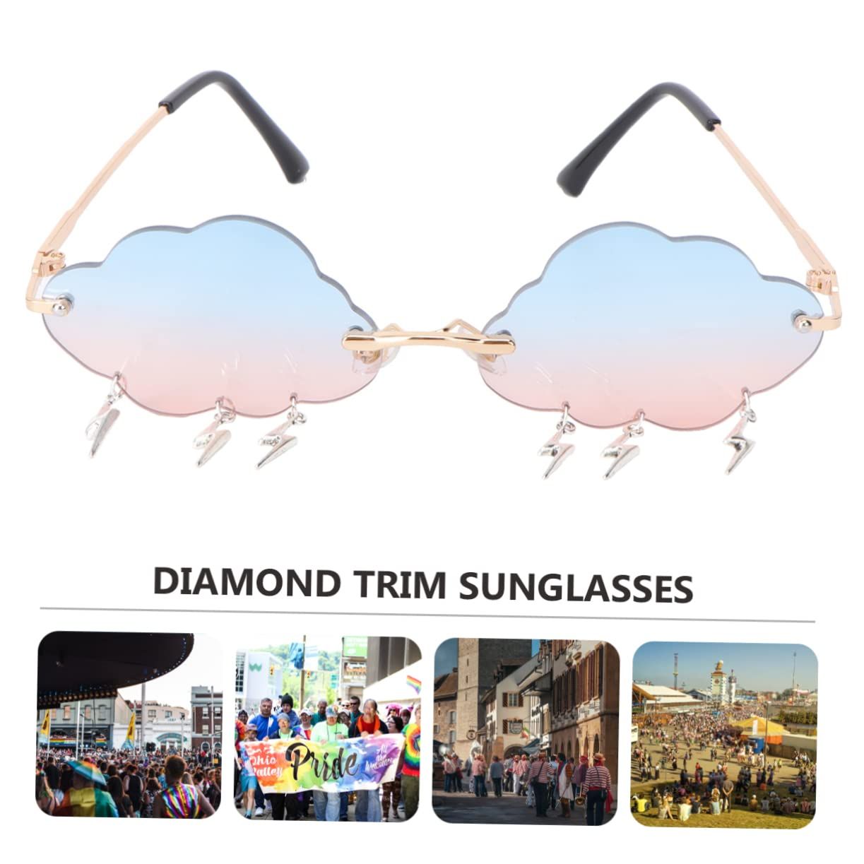 Cloud lightning Sunglasses for Women/Men Rimless Wave Glasses Eyewear for view 4