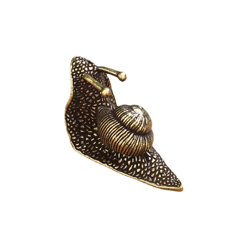 Personality Pure Copper Mini Snail Statue Ornaments Retro Desk Antique Brass