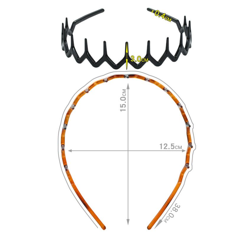2pcs Zigzag Headband Plastic Wavy Tooth Sharks Tooth Hair Comb Headband for view 3