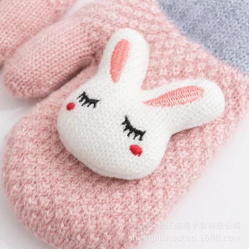 2 Pairs Toddler Mittens for Baby Boys Girls Winter Sher Lined Warm Knit view 2