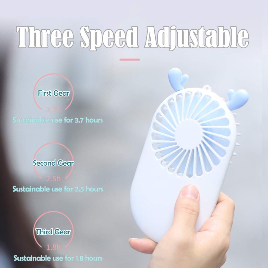 Cute Portable Mini Fan, Handheld Fan with Base as Small Desk Fan, USB view 2