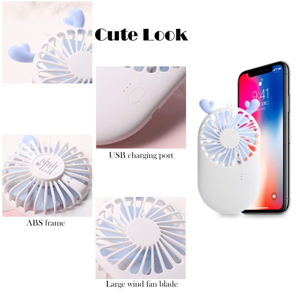 Cute Portable Mini Fan, Handheld Fan with Base as Small Desk Fan, USB view 3