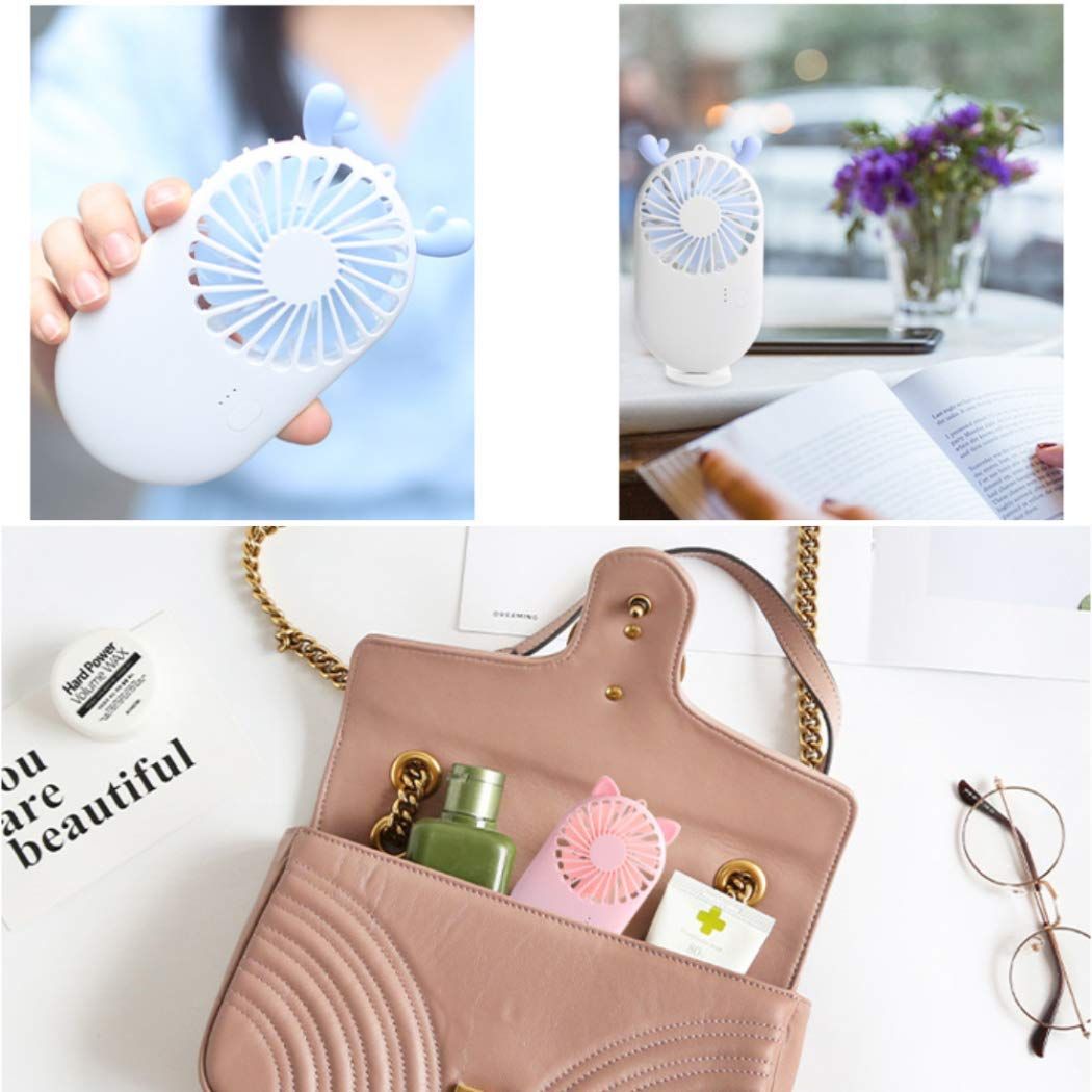 Cute Portable Mini Fan, Handheld Fan with Base as Small Desk Fan, USB view 4