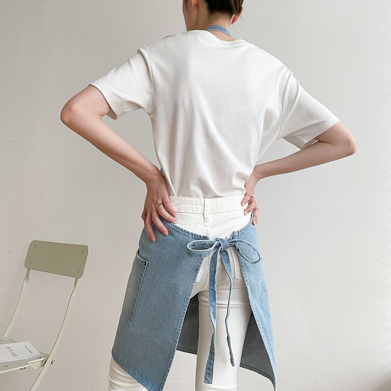 Cotton Denim Apron Soft - Unisex Adjustable Bib Apron Perfect for Kitchens view 2