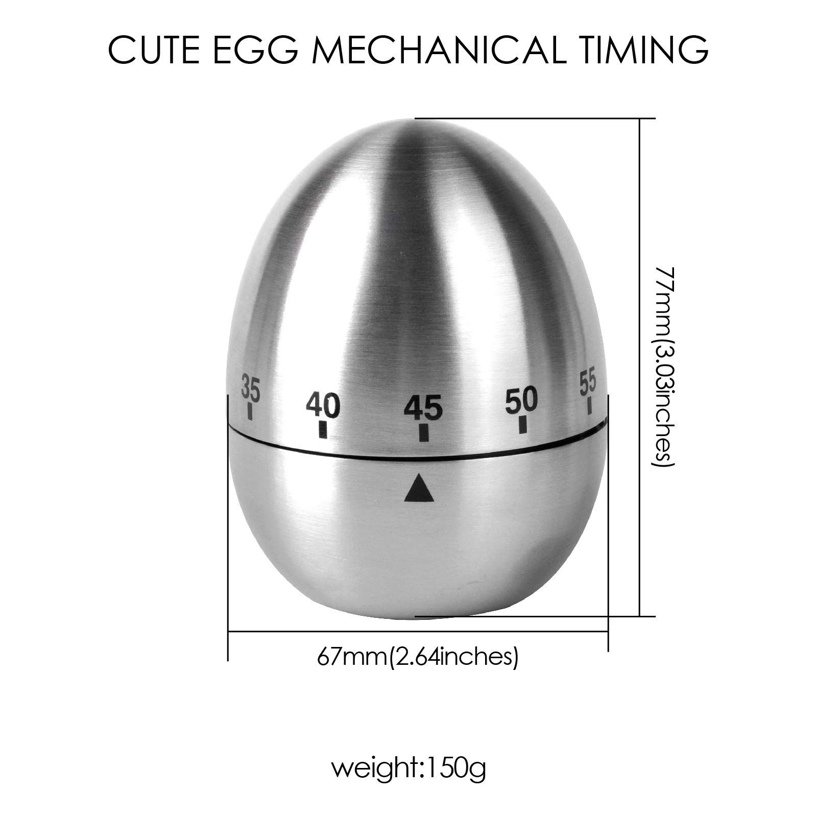 Egg Kitchen Timer Stainless Steel Mechanical Rotating Alarm 60 Minutes Count view 4
