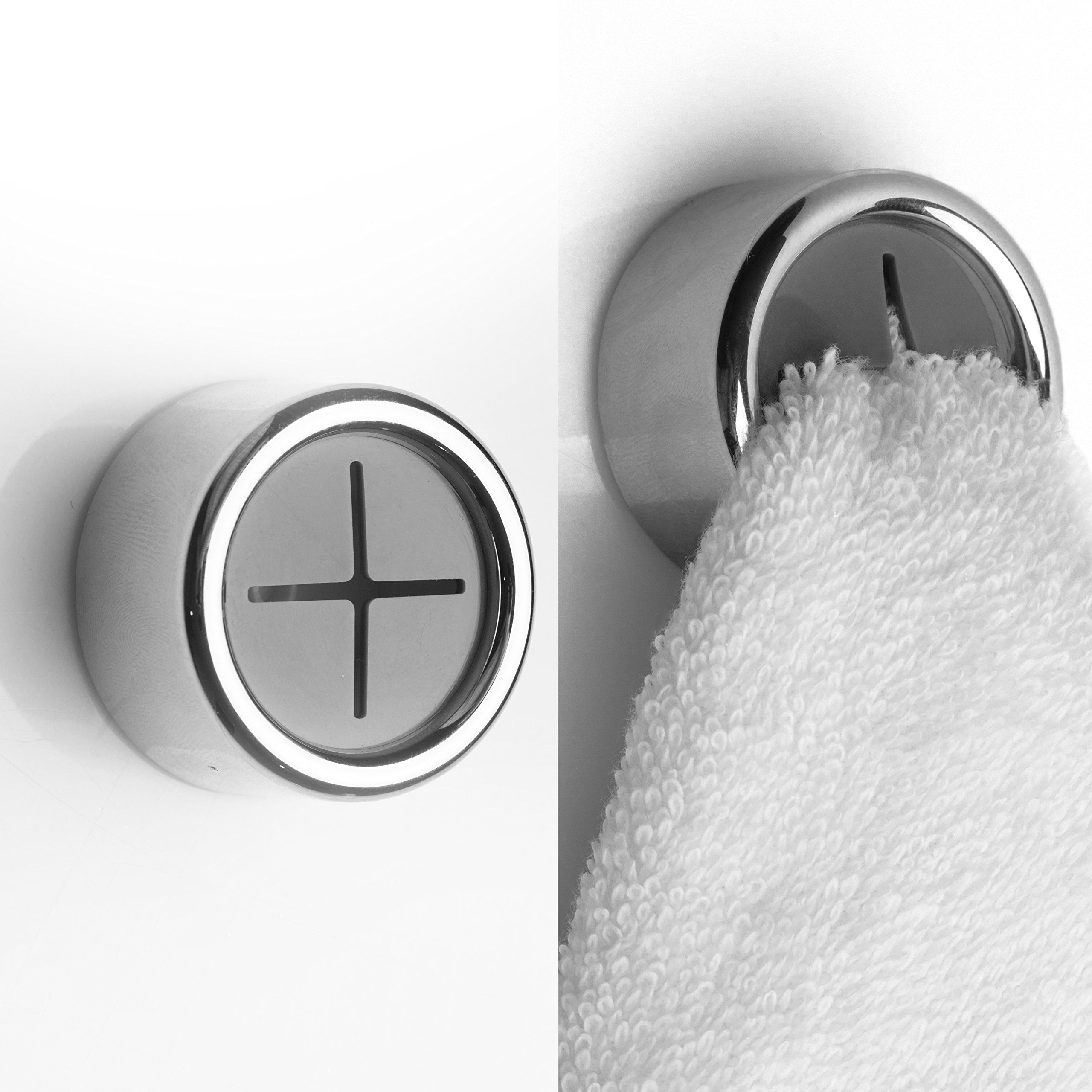 Kitchen Towel Hooks – Set of 2 self Adhesive Towel Hook – Premium Chrome