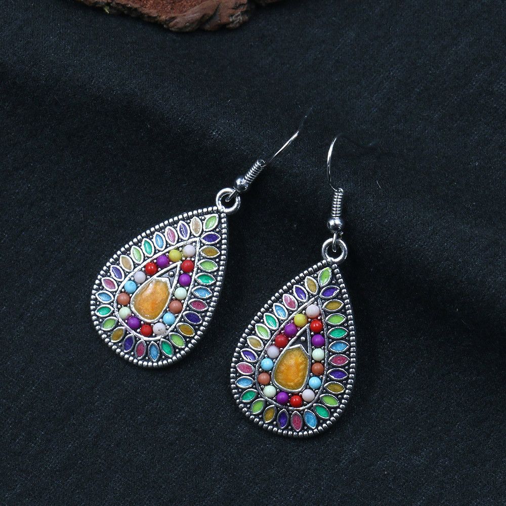 2 Pair Bohemian Colored Teardrop Dangle Earrings for Women Girls Vintage Boho view 3