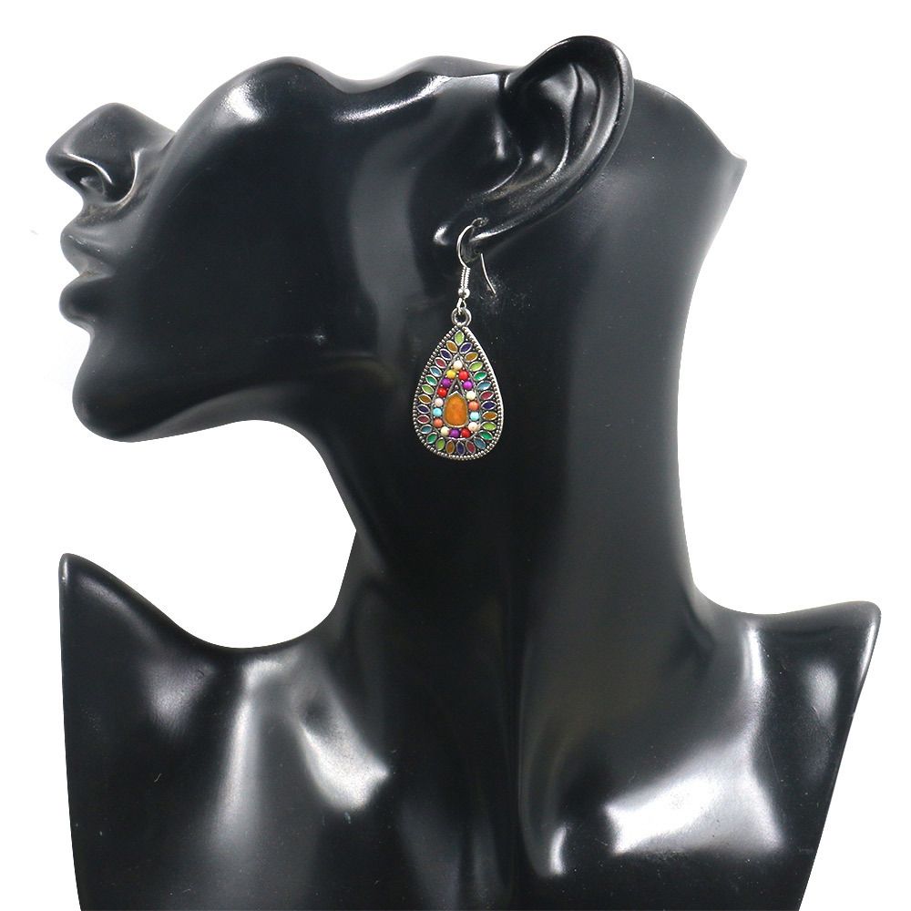 2 Pair Bohemian Colored Teardrop Dangle Earrings for Women Girls Vintage Boho view 4