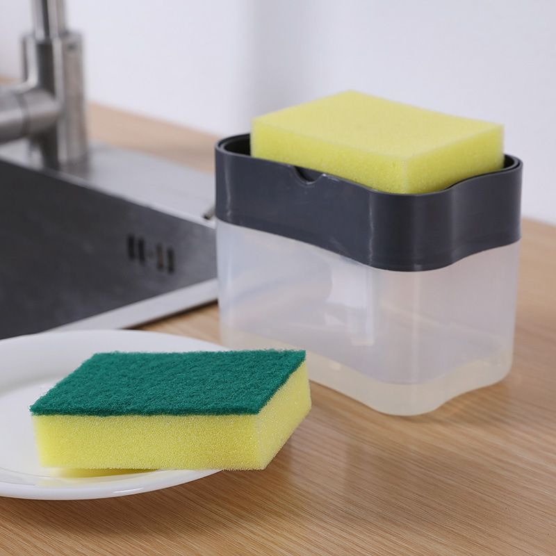 Dish Soap Dispenser for Kitchen + Sponge Holder 2-in-1 Dish Washing Counter view 3