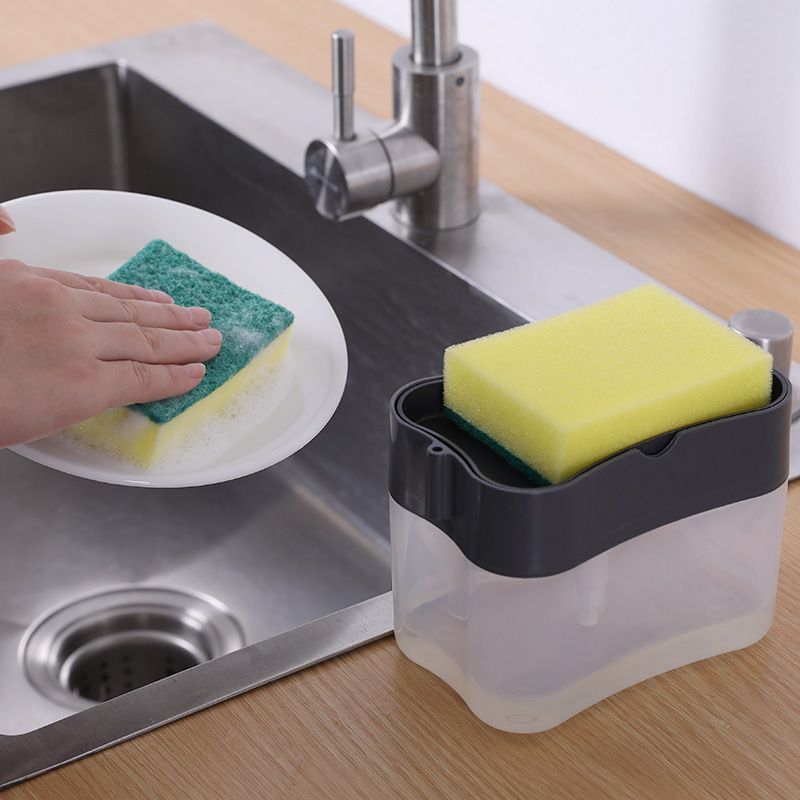 Dish Soap Dispenser for Kitchen + Sponge Holder 2-in-1 Dish Washing Counter view 4