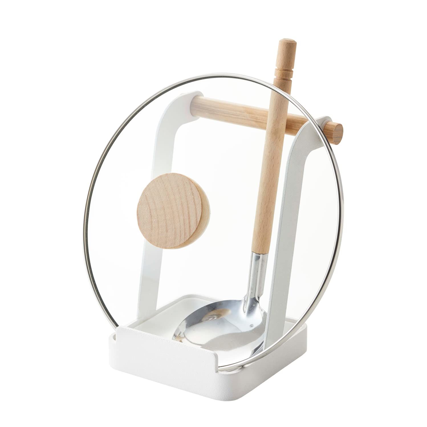 Kitchen Utensil Organizer Stand for Cooking Steel + Wood White Home Cutting view 3