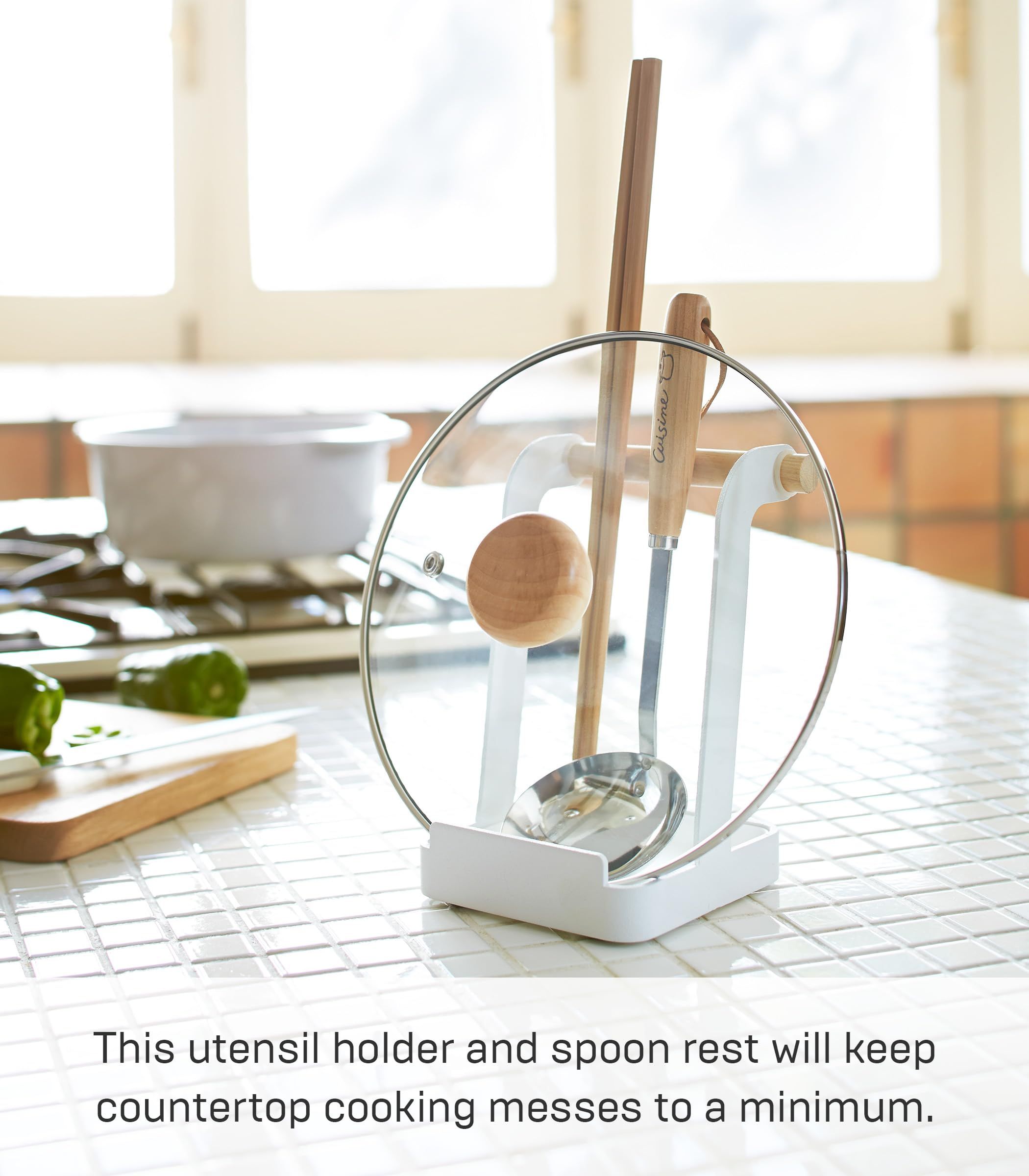 Kitchen Utensil Organizer Stand for Cooking Steel + Wood White Home Cutting view 5