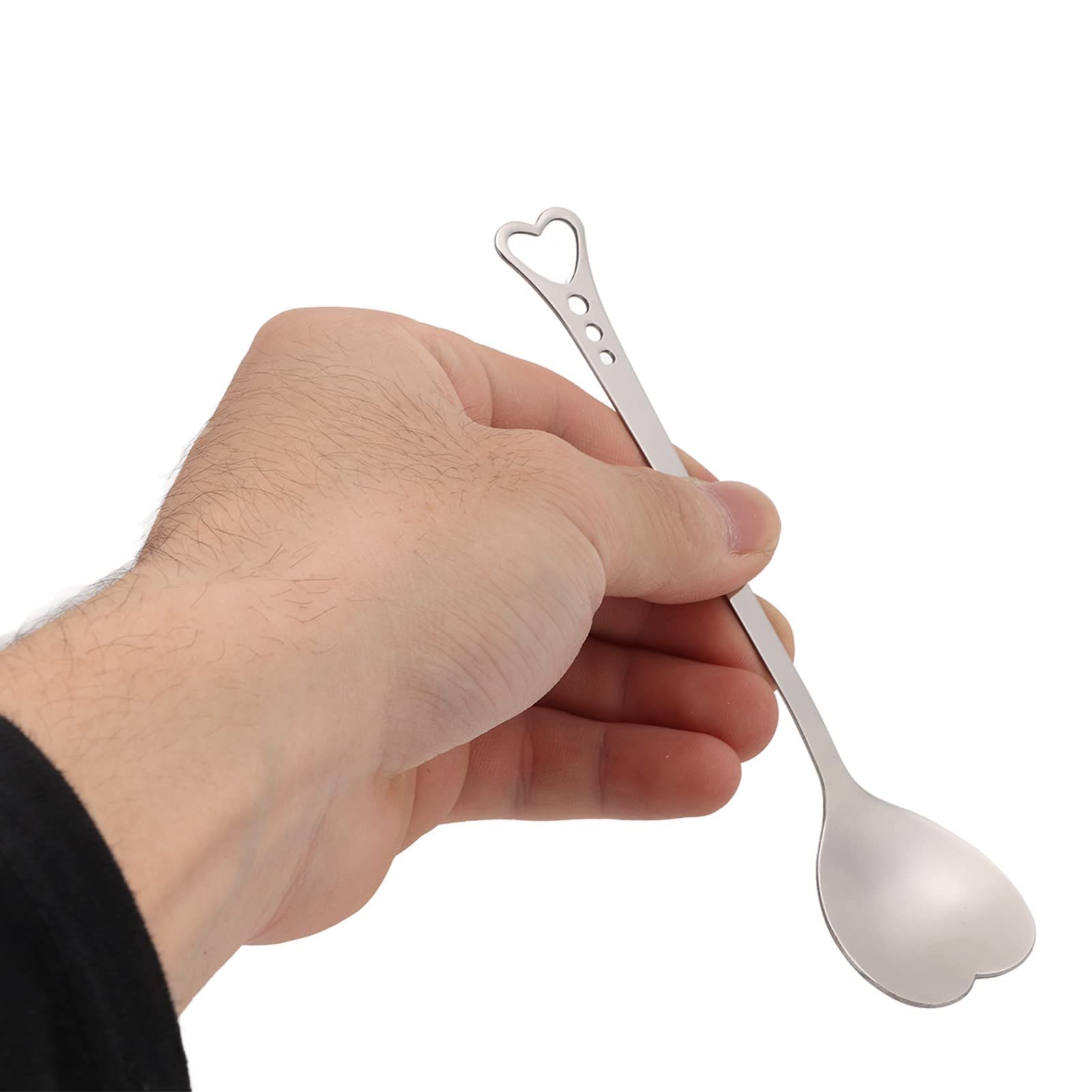 Coffee Dessert Spoon, 2Pcs Coffee Spoon Heart Shaped Design Metal Stirring view 3