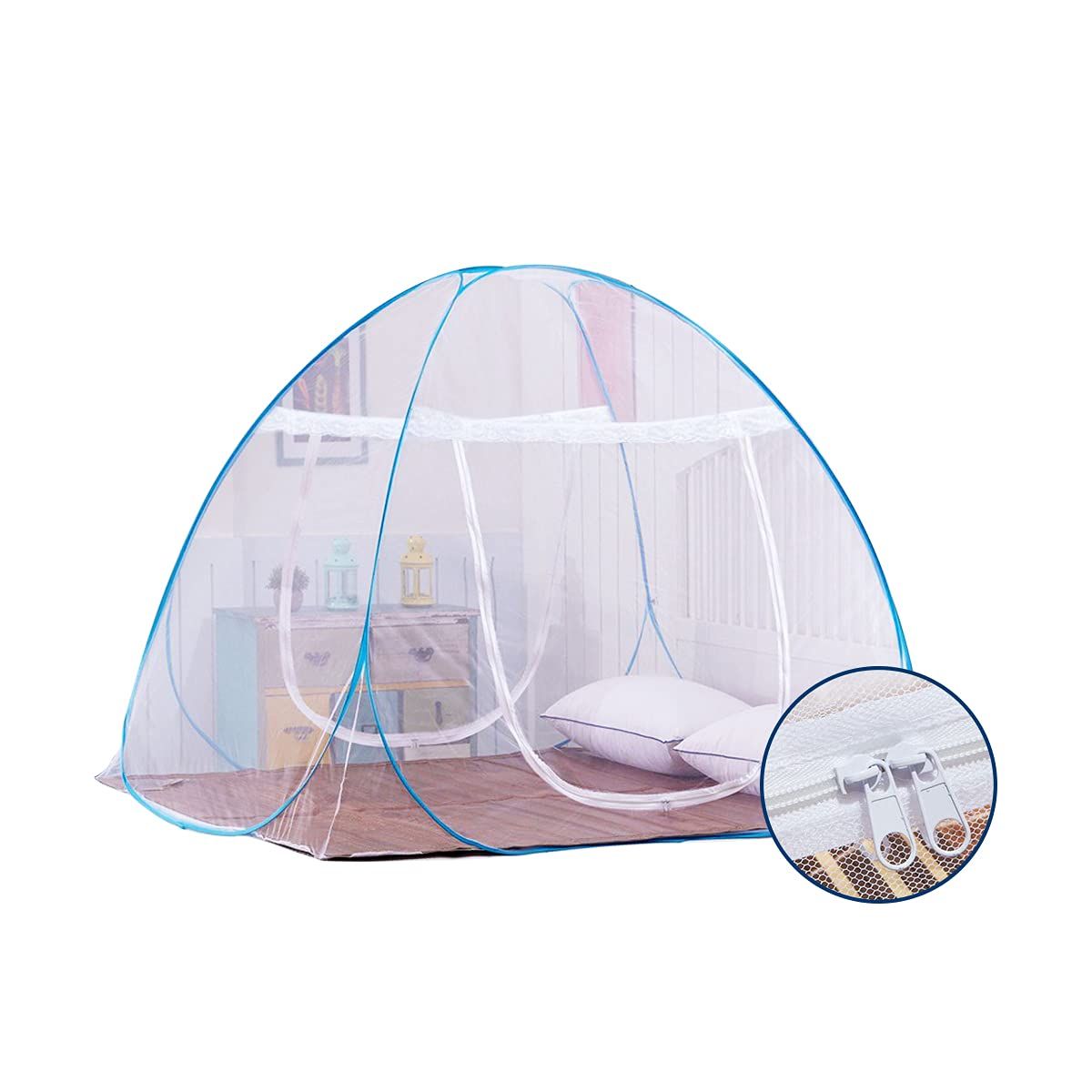 Pop-Up Mosquito Net Tent for Beds Portable Folding Design with Net Bottom for