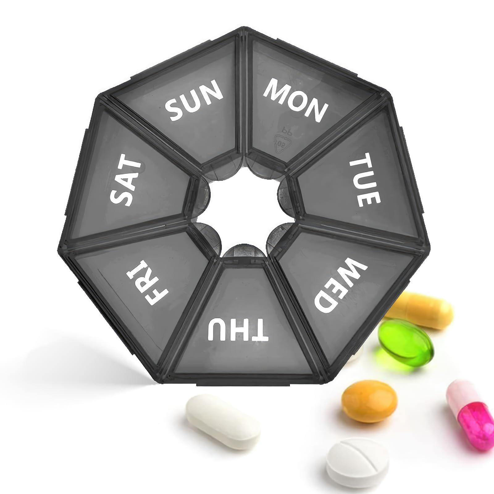 2 Pack Pill case, Once a Week Travel Pill Box Organizer, Portable Pocket Pill view 2