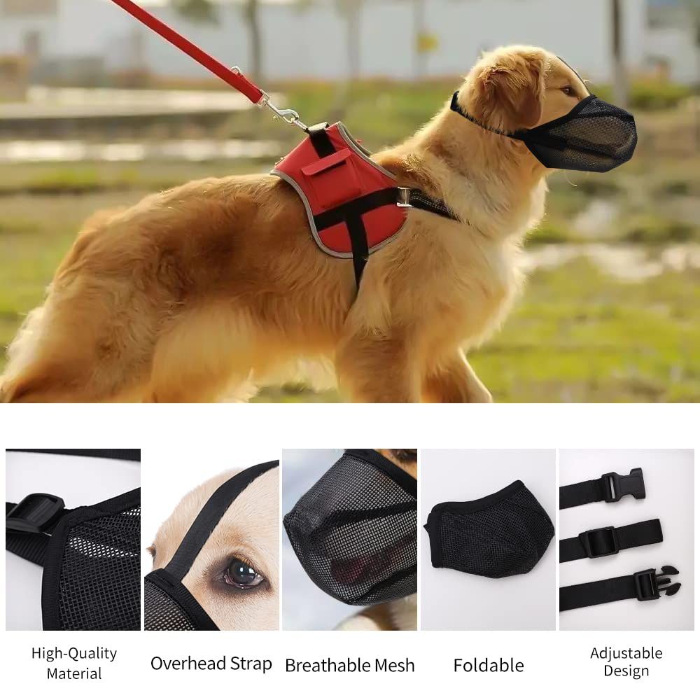 Dog Muzzle, Soft Mesh Covered Muzzles for Small, Medium, Large and Dogs view 4
