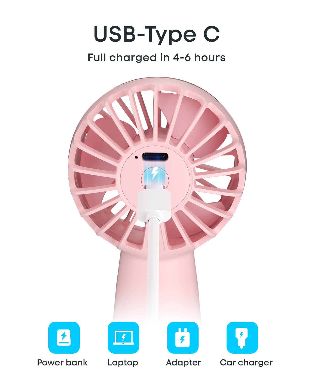 Mini Handheld Fan Rechargeable Portable Personal Fan with Powerful Wind view 3