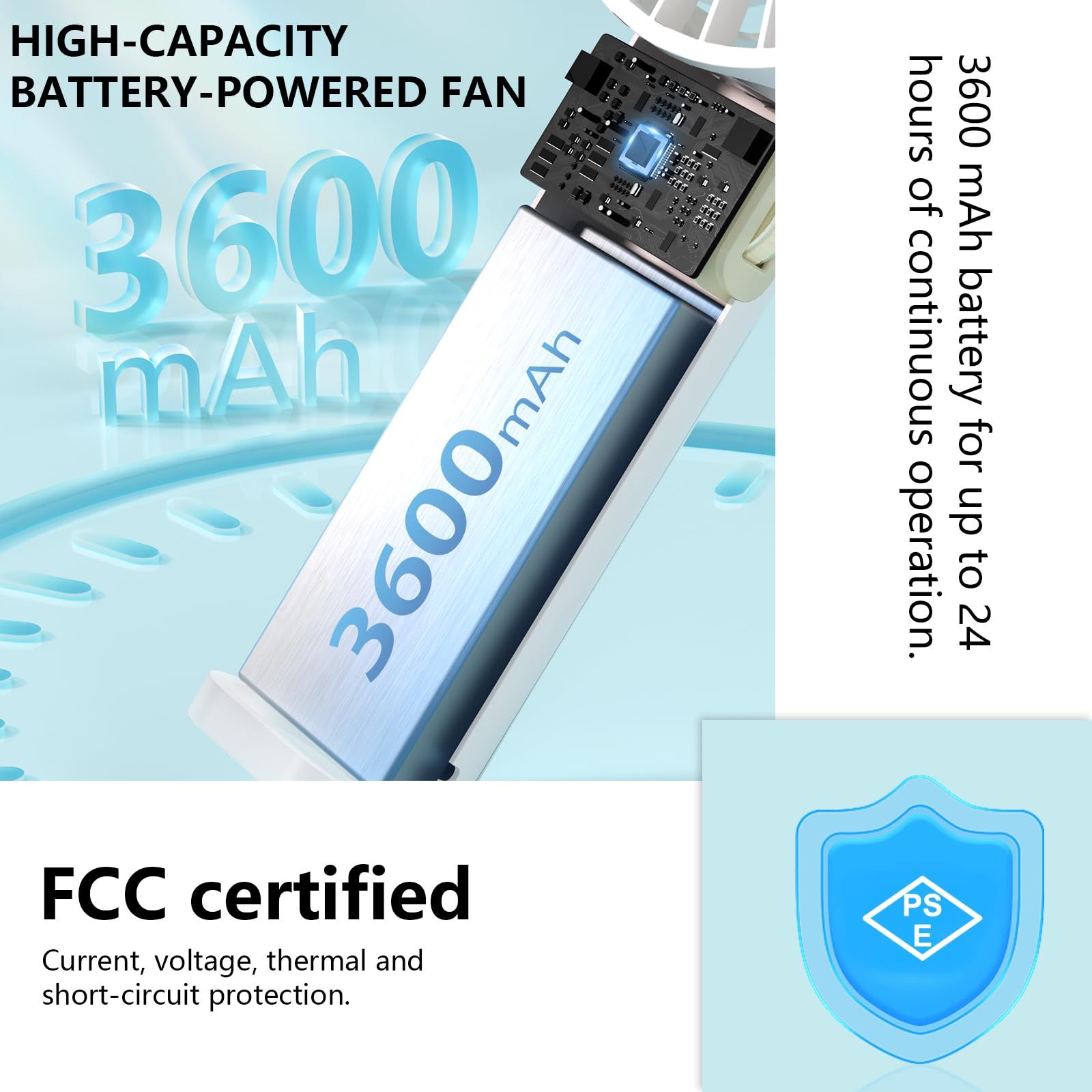 Handheld Personal Fan Portable Mini USB Handheld Fan 3600mah Rechargeable Mini view 5