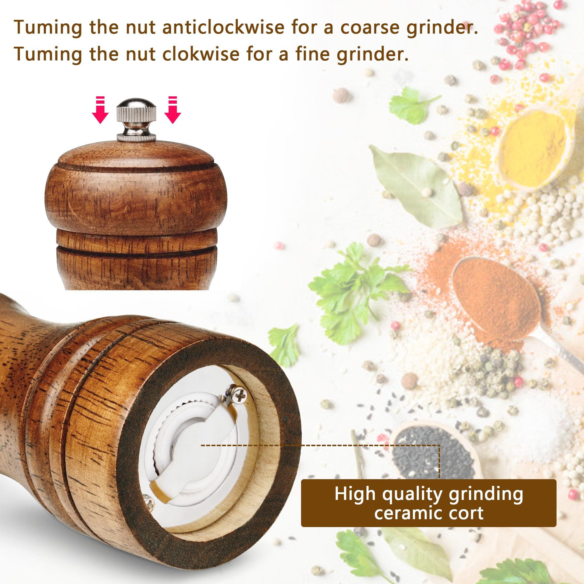 Wood Pepper Grinder Pepper Mill view 5