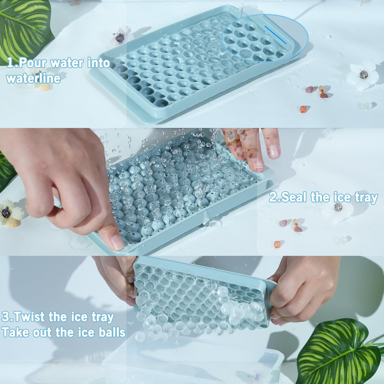 4 Pack Small Ice Cube Tray with Lid and Bin view 2