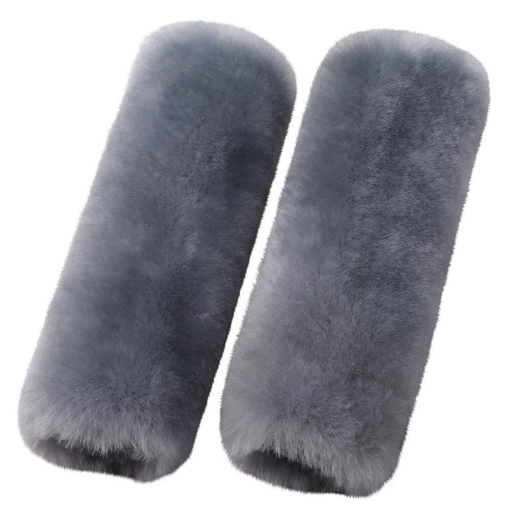 2 Pack Natural Fur Comfort Car Seat Belt Pads for Adults — image 1