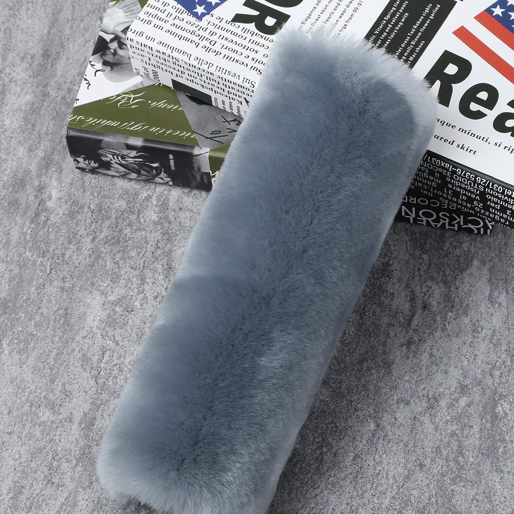 2 Pack Natural Fur Comfort Car Seat Belt Pads for Adults view 5
