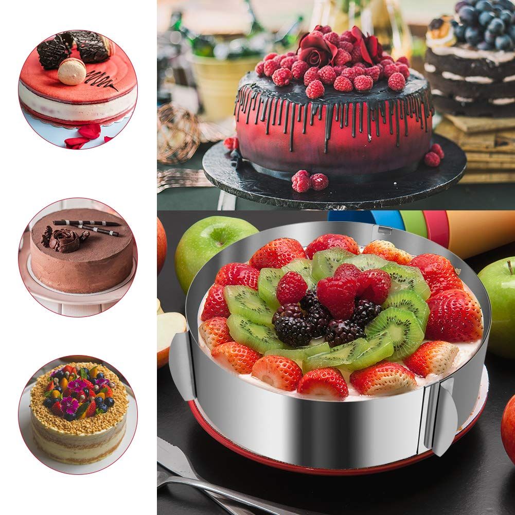 Cake Ring 6 to 12 Inch Adjustable Round Stainless Steel Cake Mousse Mould Ring view 4