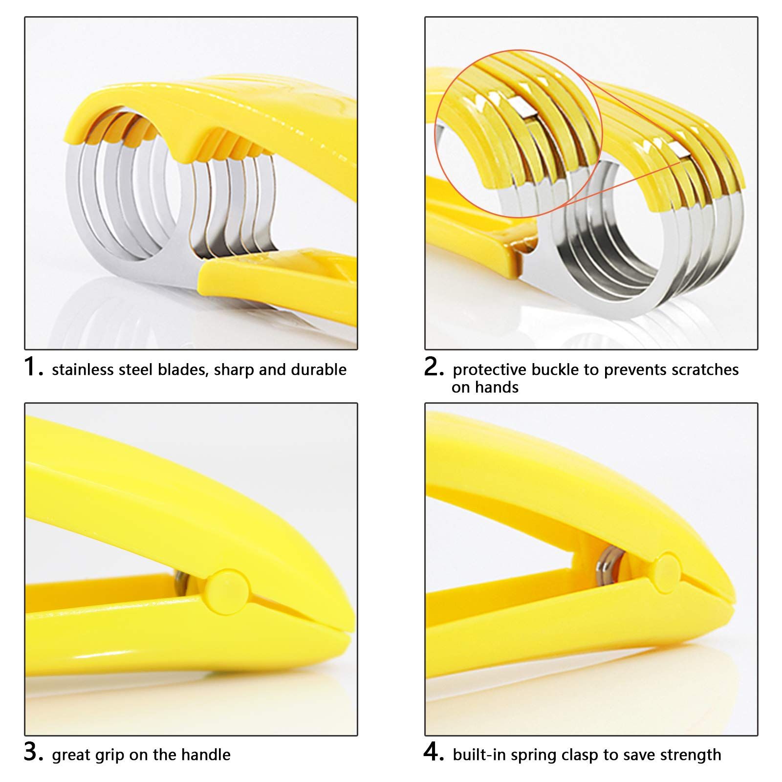 Banana Slicer,ABS + Stainless Steel Fruit and Vegetable Salad Peeler Cutter view 3