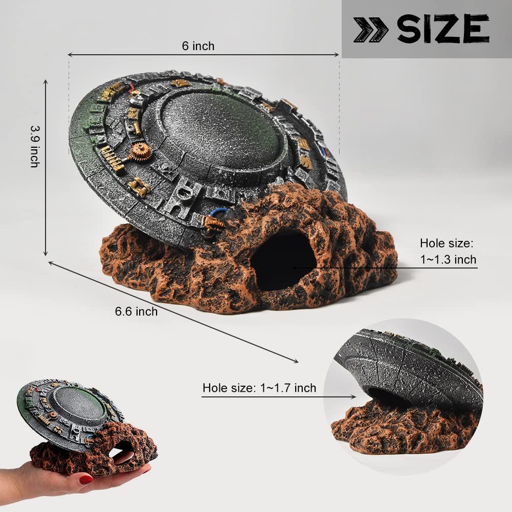 Aquarium UFO Decorations Crashed Spaceship Resin Ornaments Fish Tank view 2