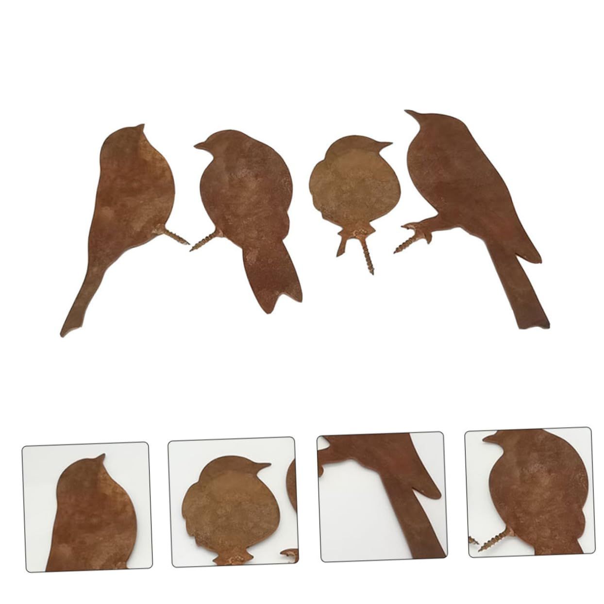 4pcs Bird Silhouette Metal Rust Garden Stakes Rusty Birds Rustic Bird Stake view 3