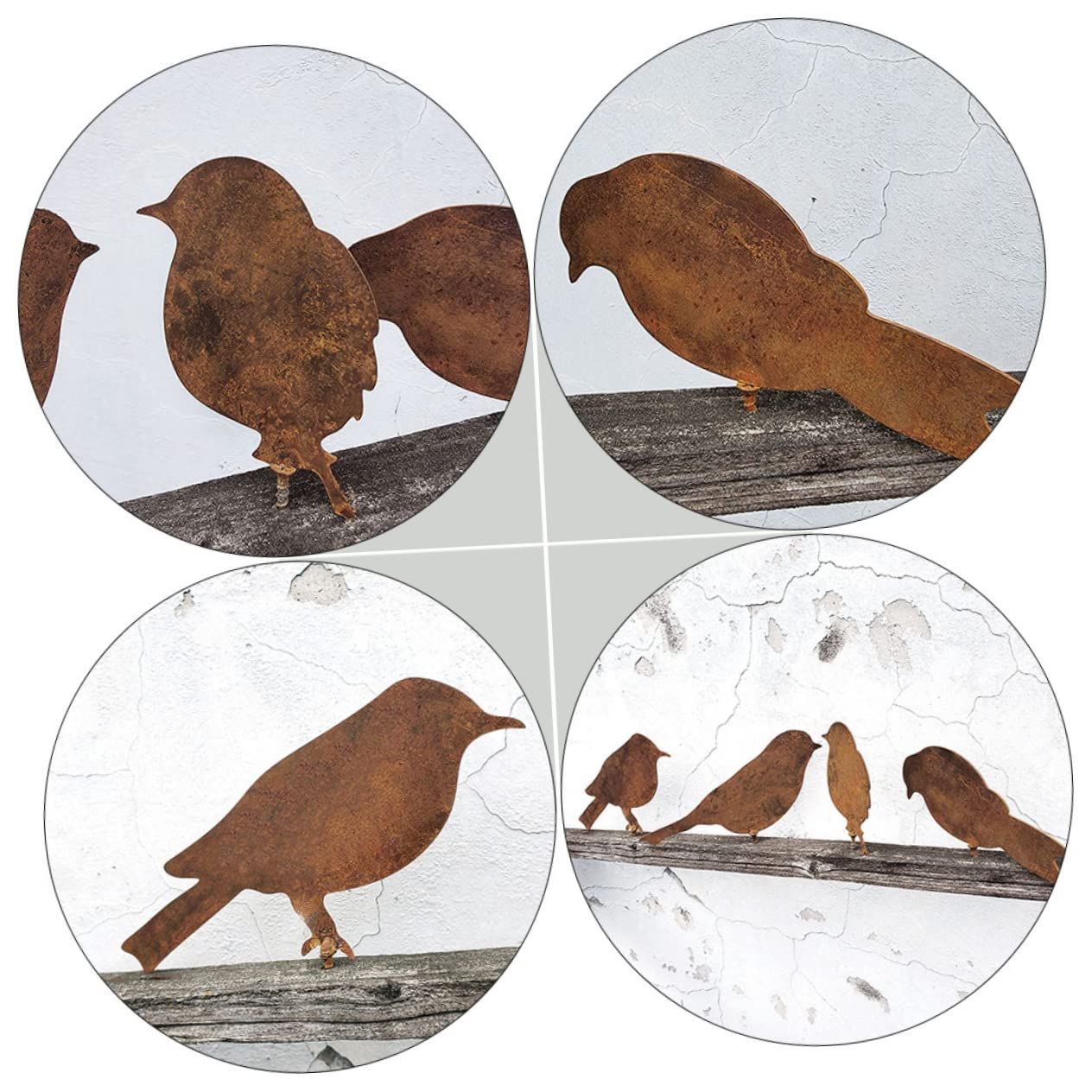 4pcs Bird Silhouette Metal Rust Garden Stakes Rusty Birds Rustic Bird Stake view 5
