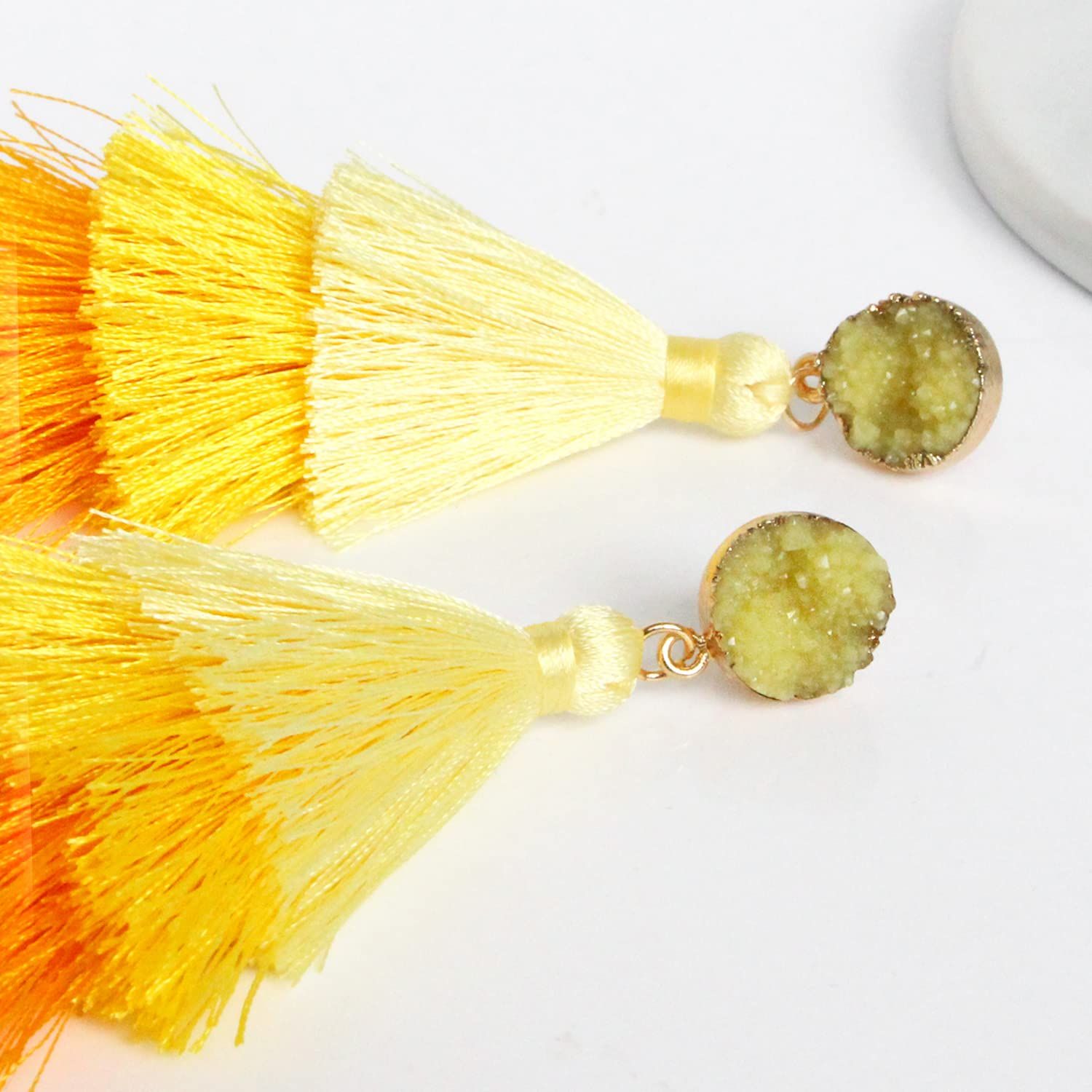 Colorful Layered Tassel Earrings Bohemian Tiered Tassel Dangle Drop Earrings view 4