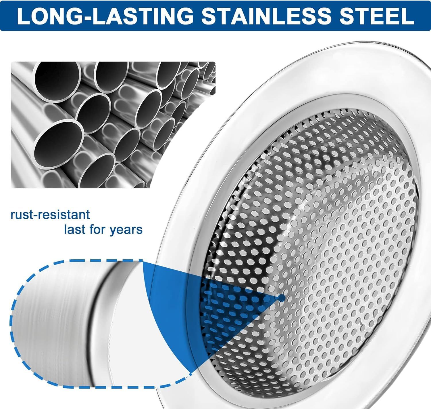 2 Pcs Sink Drain Strainer for Kitchen Sinks Strainer with Large Wide Rim 4.5" view 3
