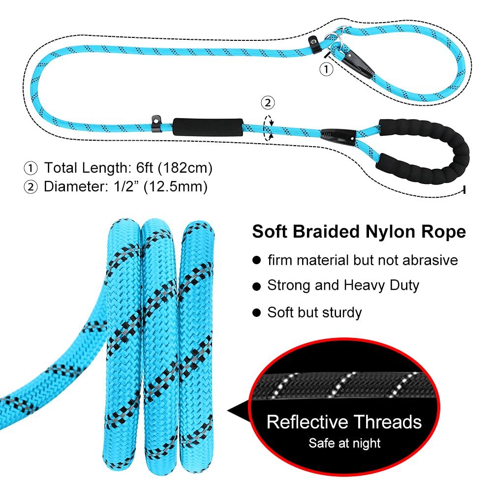 Leash Strong Rope Slip Leash Durable Walking Leash Reflective Pet Training view 2
