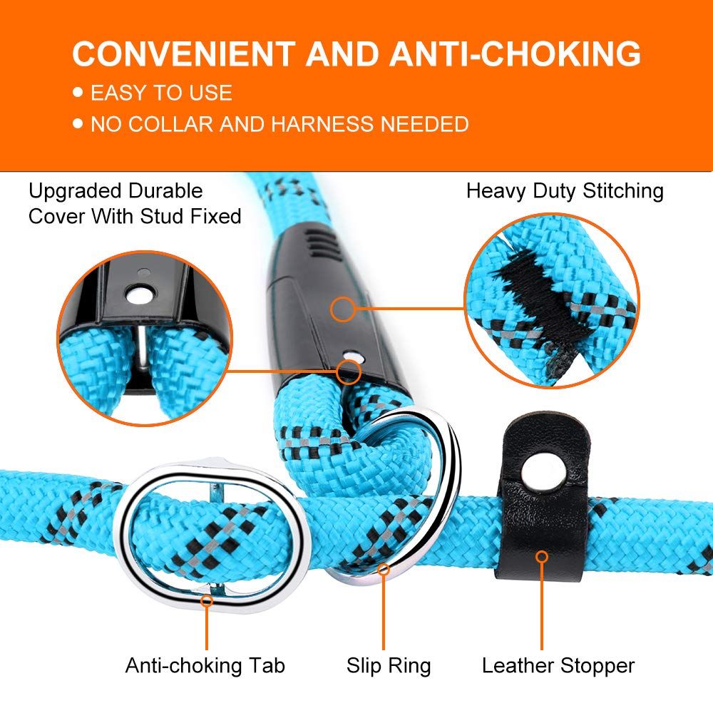 Leash Strong Rope Slip Leash Durable Walking Leash Reflective Pet Training view 3