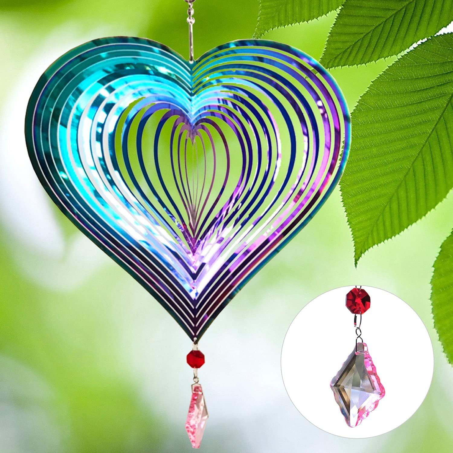 Outdoor Metal 3D Wind Spinner Hanging Yard Garden Decor Gifts Stainless Steel view 2