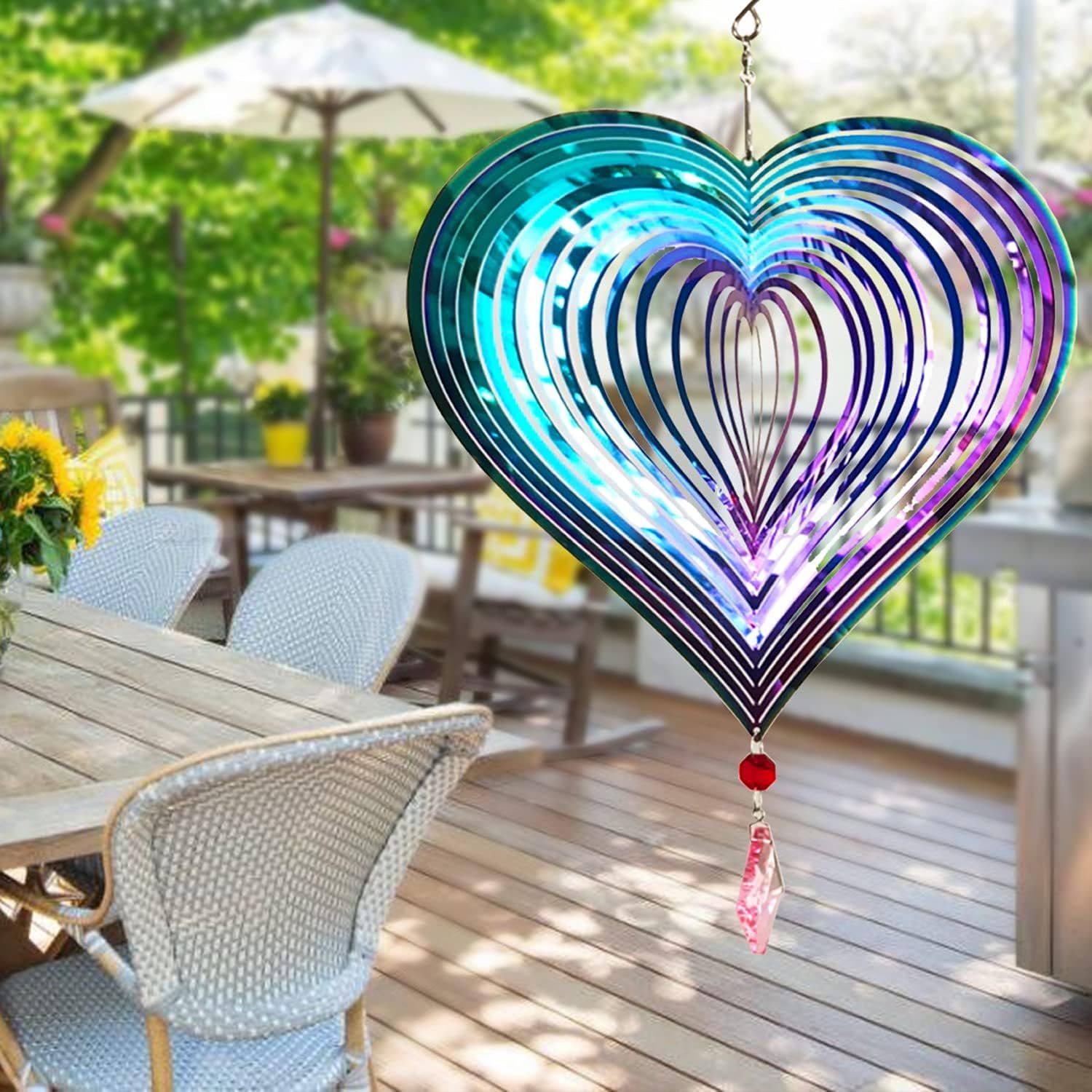 Outdoor Metal 3D Wind Spinner Hanging Yard Garden Decor Gifts Stainless Steel view 3