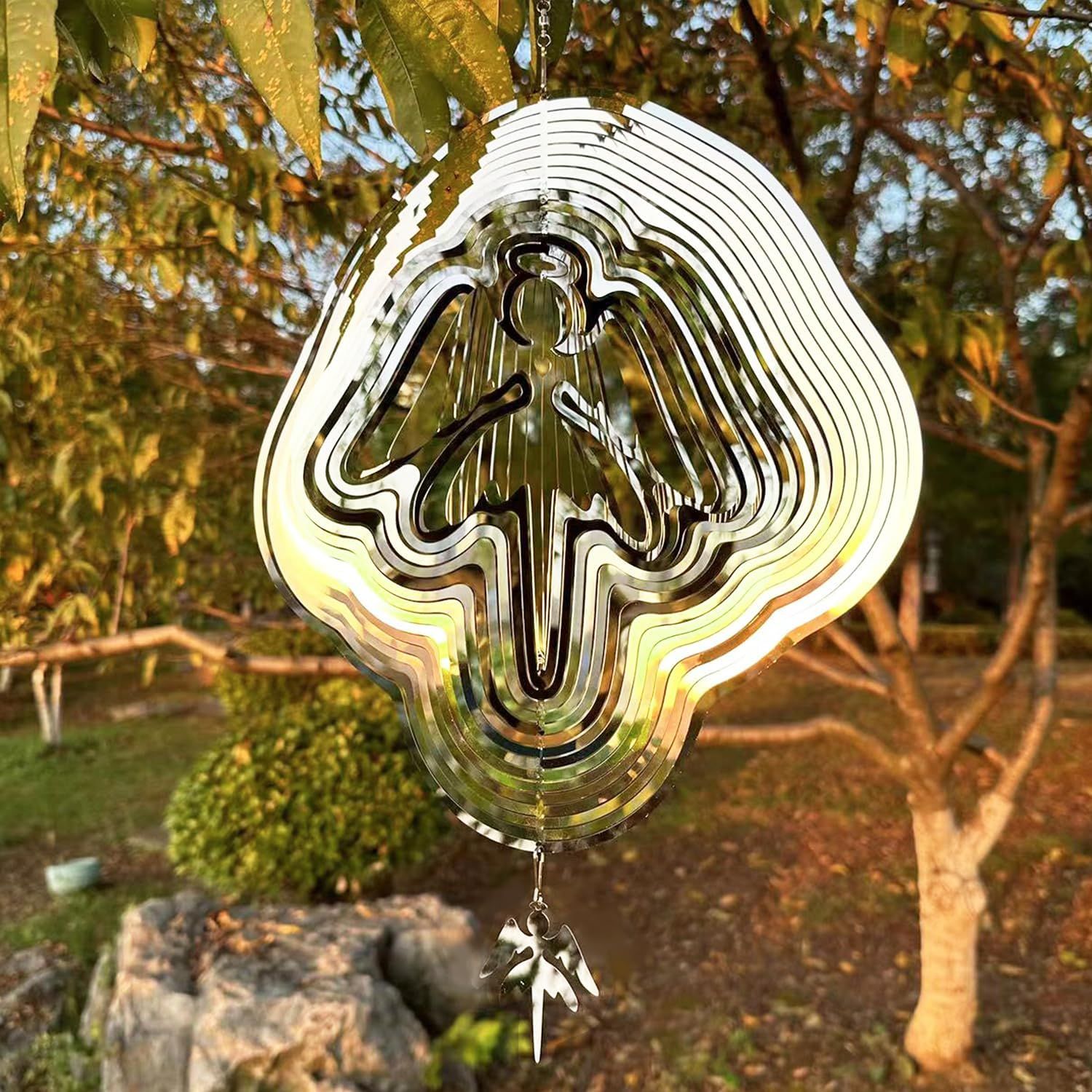 Wind Spinners for Yard and Garden Metal Large Angels Figurines Wind Spinner view 2