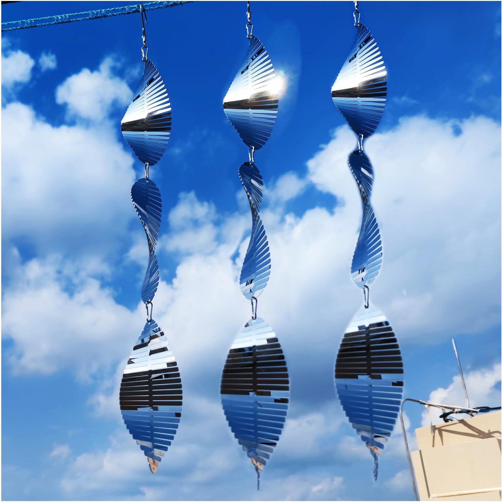 3× 3D Stainless Steel Outdoor Hanging Wind Spinner — image 1