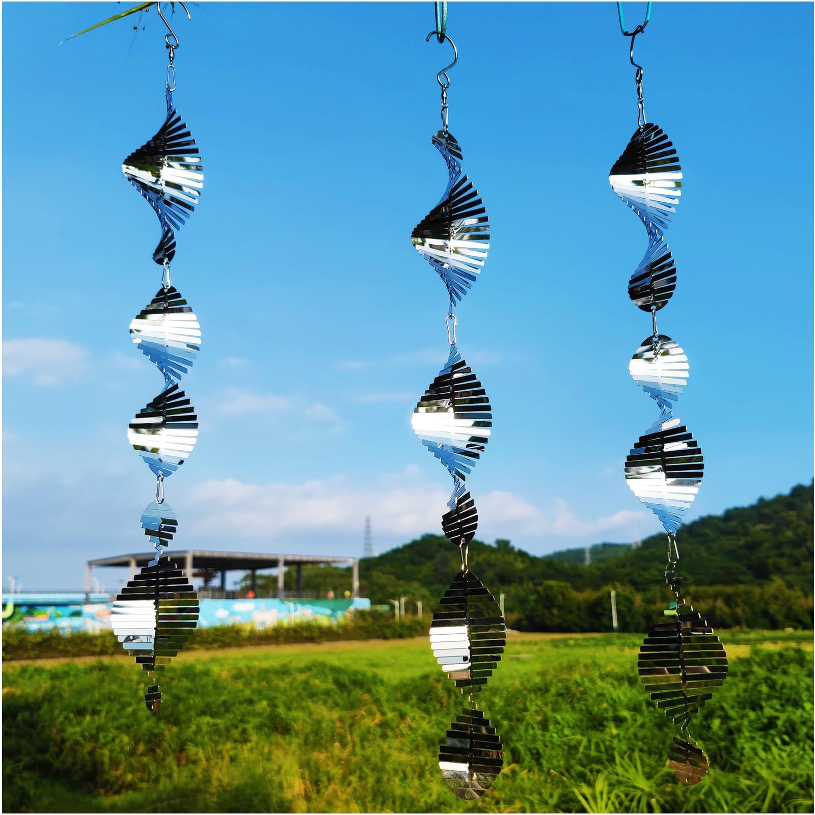 3× 3D Stainless Steel Outdoor Hanging Wind Spinner view 2