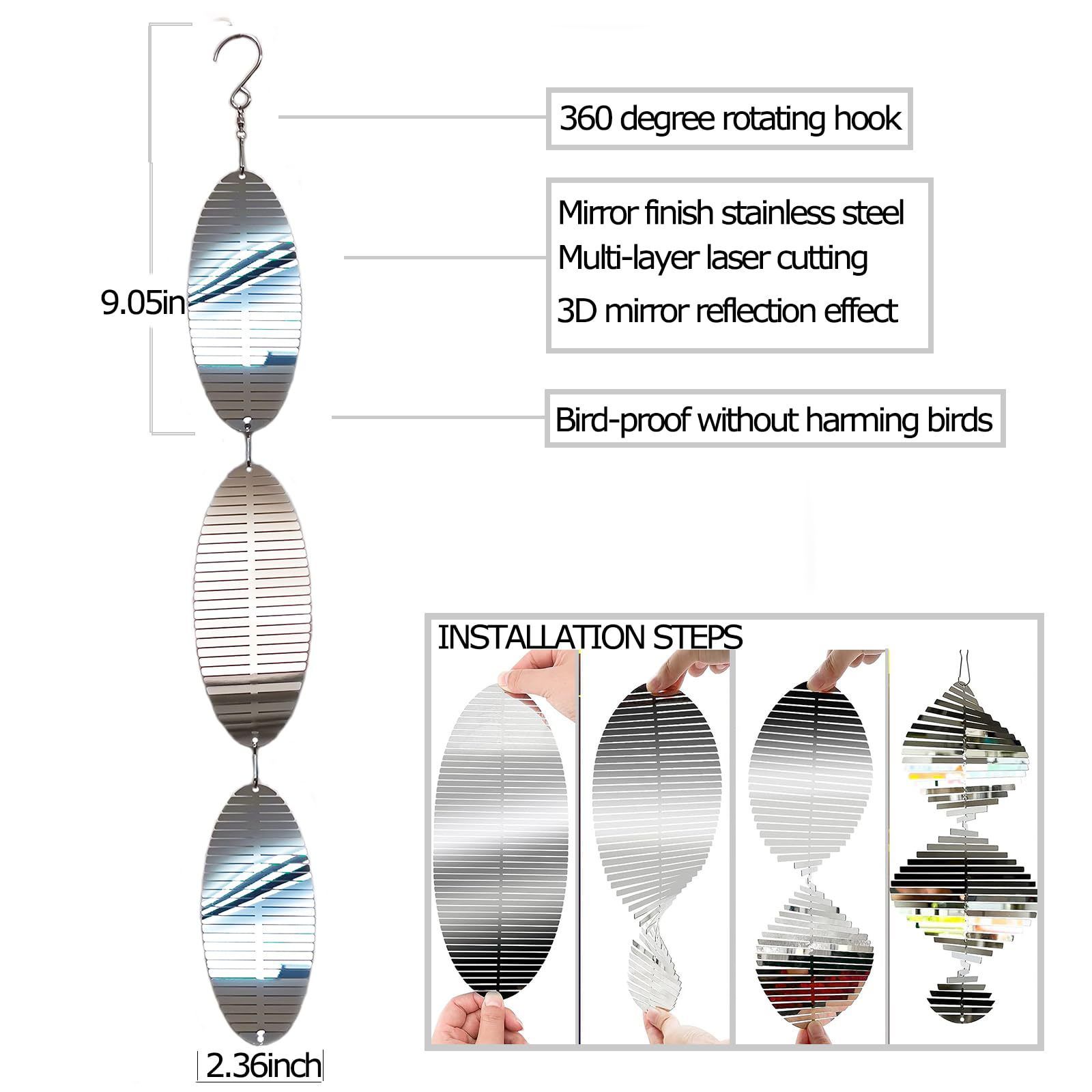 3× 3D Stainless Steel Outdoor Hanging Wind Spinner view 5