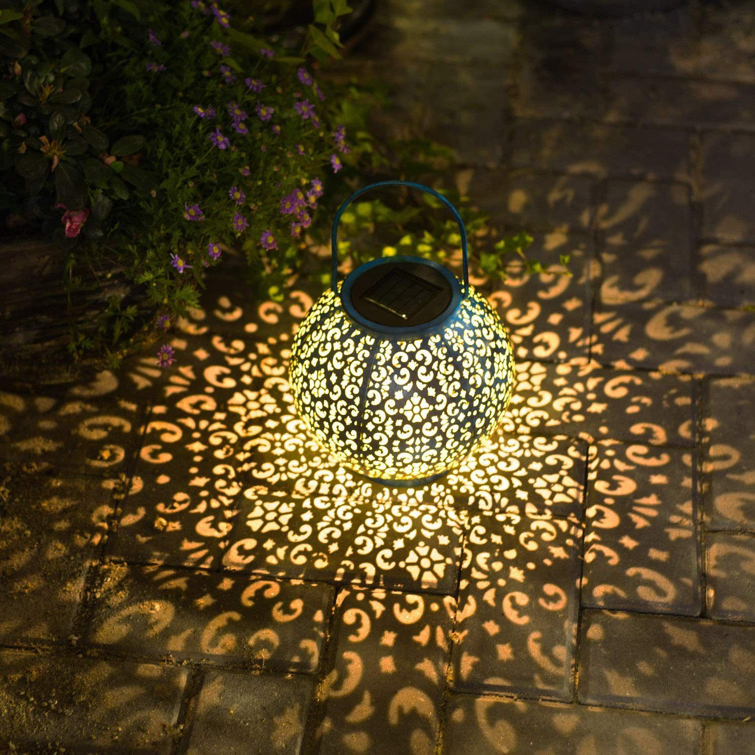 Solar Large Lanterns Outdoor Waterproof Hanging Garden Lights Metal Decorative