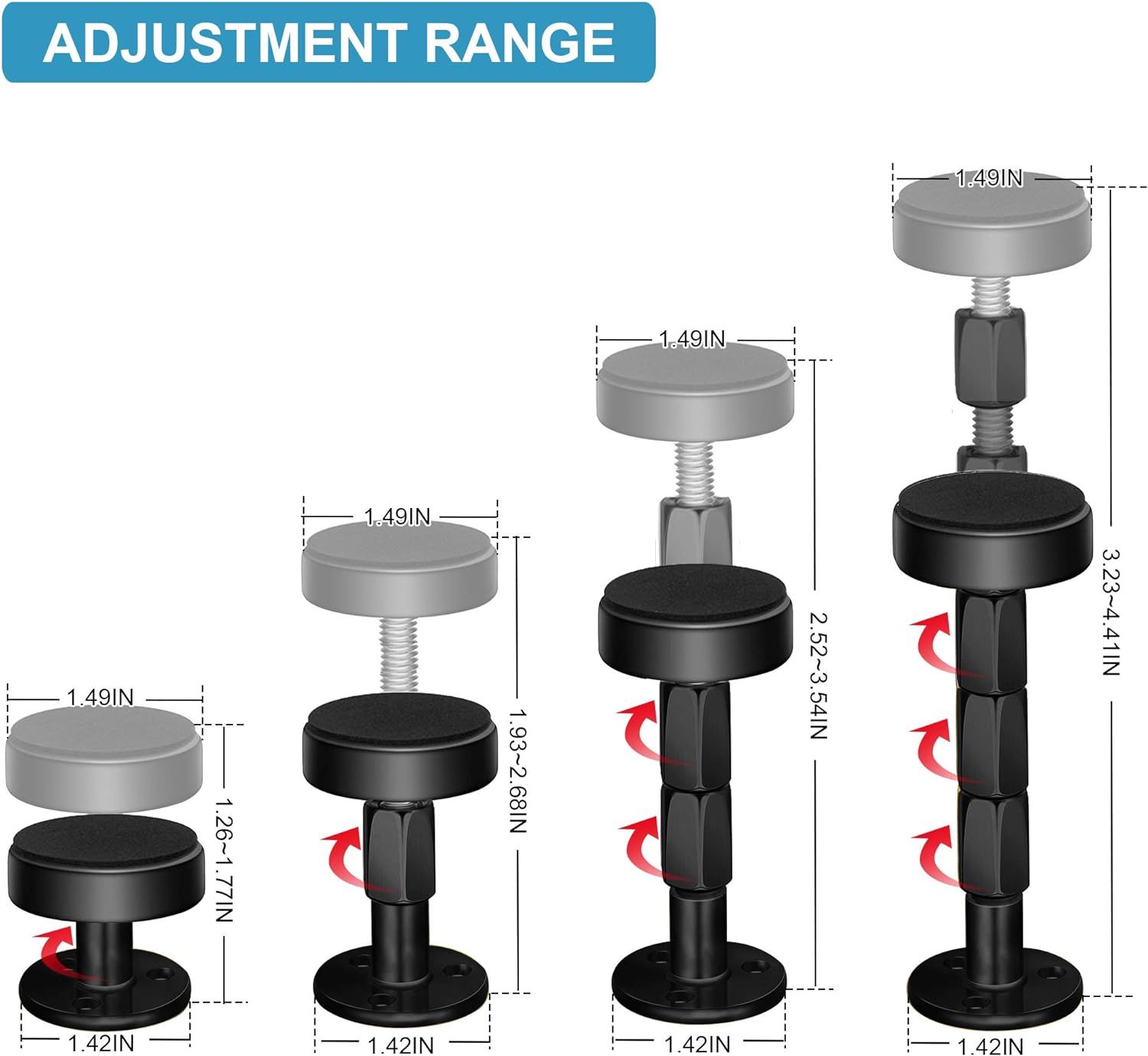 2 PCS Black Adjustable Bed Frame Anti-Shake Tool view 2