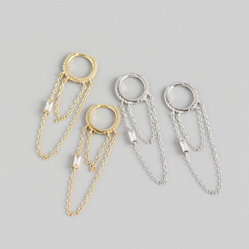 Chain Hoop Earrings Dangle Chain for Women Teens Dangle Earrings Tassel Hoop view 2