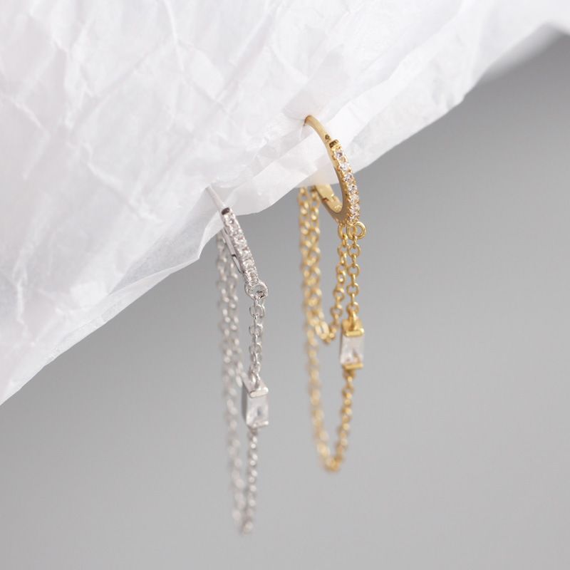 Chain Hoop Earrings Dangle Chain for Women Teens Dangle Earrings Tassel Hoop view 3
