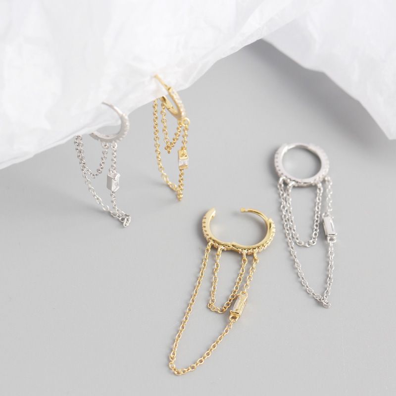 Chain Hoop Earrings Dangle Chain for Women Teens Dangle Earrings Tassel Hoop view 4