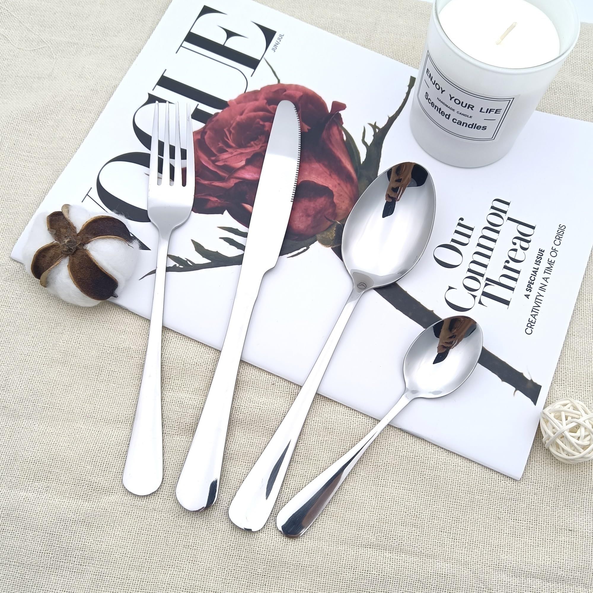 Silverware Set, Stainless Steel Flatware Cutlery Set, Birthday Christmas Gift view 3