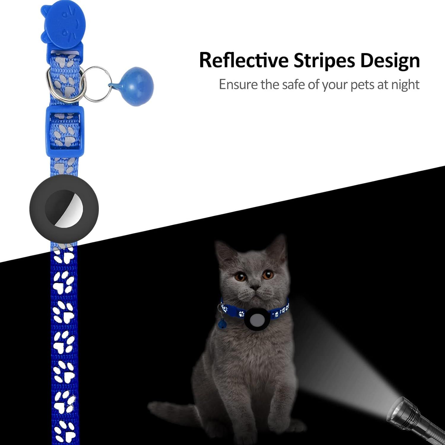 Cat Collar, Apple Collar with Safety Buckle ,Reflective Cat Collar in Width view 4
